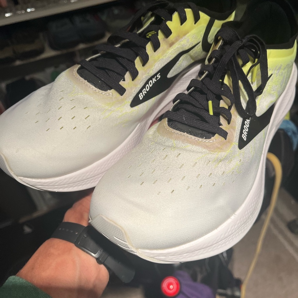 Brooks Men's White and Lime Athletic Shoes